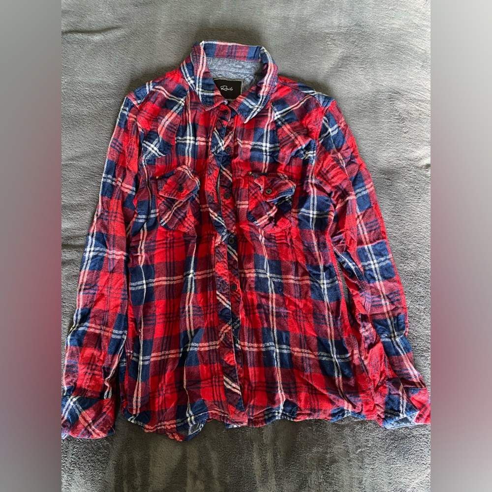 Rails Red, White, and Blue Flannel, Medium